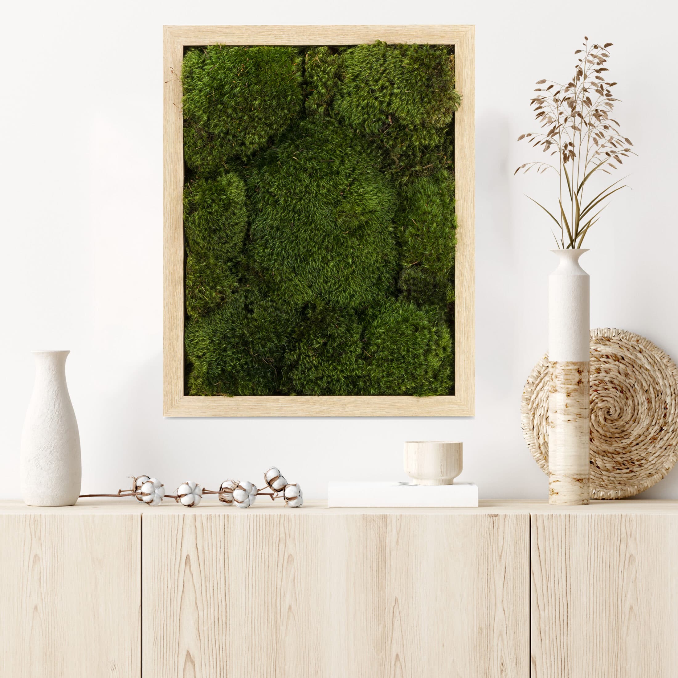 Live Mood Moss Wall Art in Natural Wood - Shop Now