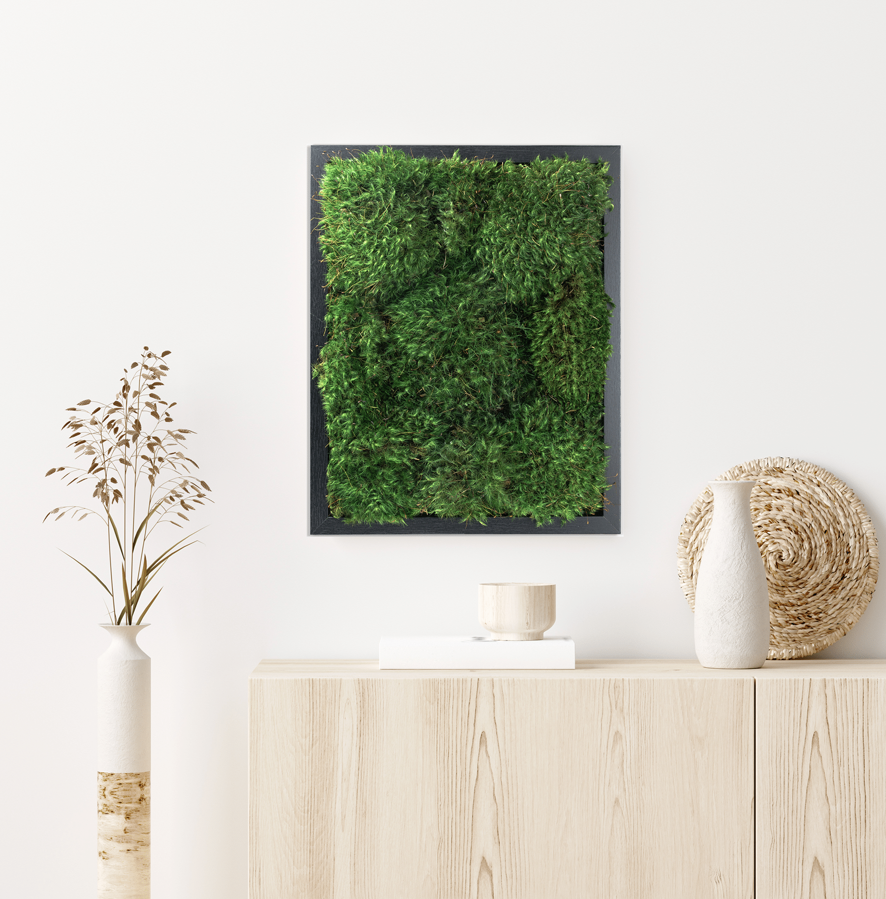 Moss Pure Moss Air Filter. Living moss wall art that improves air quality and provides therapeutic relief from stress and anxiety. Moss wall art in home.